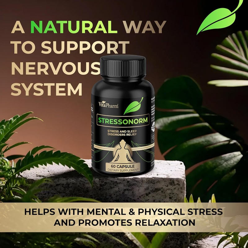 VitaPharm Stressonorm - Herbal Supplement with Magnesium, Ashwagandha, Passiflora &