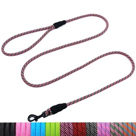 WYuZe 5ft Puppy Leash for Small Dogs, 1/4" Thin Rope Dog Leash with Easy to Use Hook, Lightweight Cat Leashes for Daily Walk Training, 10 Colors, Pink Green