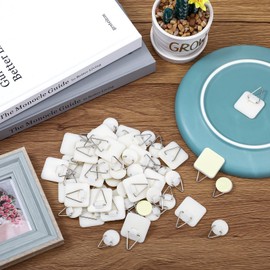 Jetec 180 Pcs Adhesive Picture Hanger Painting Hanging Hooks Without Nails Adhesive Wall Plate Hanging Vertical Plate Holder Plastic Painting Holder Sticky Hanger for Picture Photo Frame Wall Art