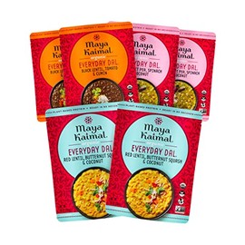 Maya Kaimal Foods - Organic Indian Everyday Dal Top Sellers Variety Pack 2 10oz pouches of 3 favorites Red Lentil,Black and Green Split Pea Fully Cooked Meals Vegan Microwavable, 10 Ounce (Pack of 6)