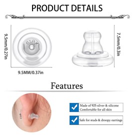 16PCS Silicone Earring Backs Replacements for Studs Heavy Earrings 18K Gold Siliver Hypoallergenic Locking Backs for Droopy Ears Replacement Backings for Women Adults (18K Gold +White Gold 2)