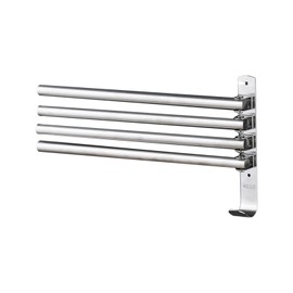 Swivel Out Towel Racks with Hooks 4-Bars Foldable Arms Bath Towel Hanger Wall Mount Towel Bar Stainless Steel Towel Holder Organizer for Bathroom Kitchen