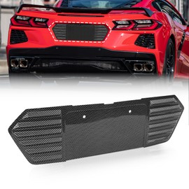 Rear License Plate Frame Compatible with Corvette C8 Z51 Stingray Convertible Coupe HTC Models 2020 2021 2022 2023 2024,Rear Trunk License Plate Cover Trim Protector,Carbon Fiber Pattern