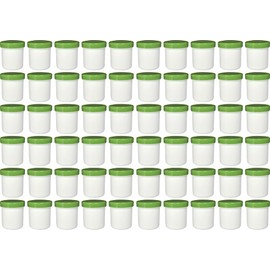60 Ointment Containers, Cream Jars, High Ointment Jars, 12 ml Content with Green Lids - Made in Germany