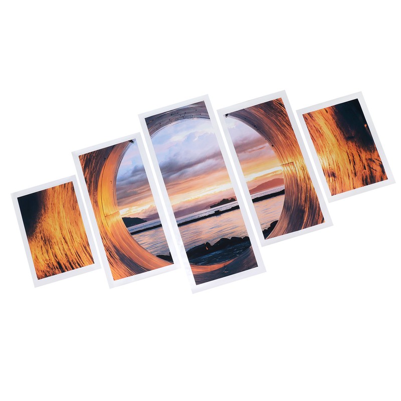 5PCS Frameless Canvas Painting Seaport Pattern Wall Art Picture for