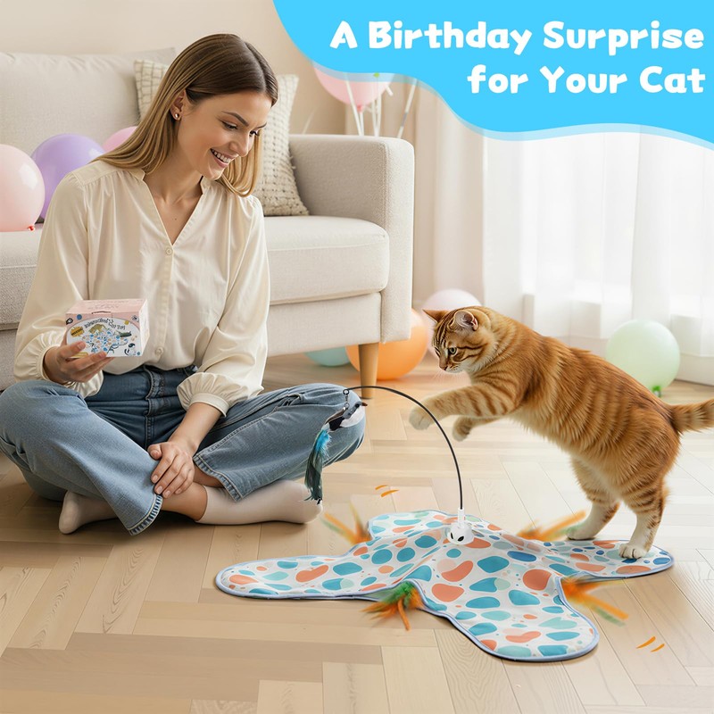 PETSWEET Interactive Cat Toys with Bird, Hide and Seek Cat