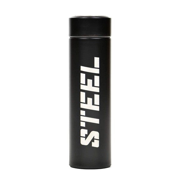 Steel Stainless Steel Water Bottle BPA Free 14oz Insulated (Black)