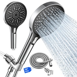 ALOHOME High Pressure 6" Full Body Coverage Handheld Shower Head - Wide Panel Powerful Spray for Easy Hair Washing & Effortless Cleaning - 79" Extra Long Stainless Steel Hose & 360° Swivel Bracket