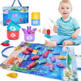 iKidiki Montessori Toy 1 2 3 Years, Fishing Game 2 Years Baby Toy Children's Toy for Children from 3 Years Educational Games Motor Skills Toy