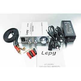 Lepy LP-2024A+ (Silver) Digital Amplifier (Main Unit + RCA Audio Cord + AC Adapter 12V 5A + Banana Plug) LP-2020A Version Upgraded Version