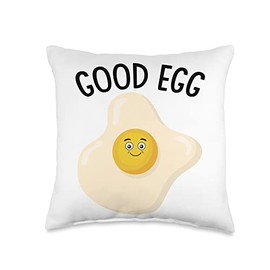 Good Egg Sunnyside Up Smiling Face Funny Cute Gift Good Egg Throw Pillow, 16x16, Multicolor