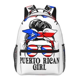 KOSUES Puerto Rican Woman Messy Bun Laptop Backpacks Double Shoulder Laptop Pack Bag Daypack Back Pack Bags Rucksack Computer Bag with Side Pockets Front Zipper Pockets For Commutes Travel