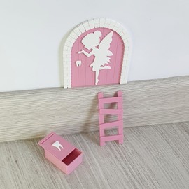 MFS MYFUTURSHOP Myfuturshop® Tooth Fairy Magic Door + Tooth Box + Ladder + 4 Clean Tooth Certificates Original Gift for Boys and Girls (Pink)