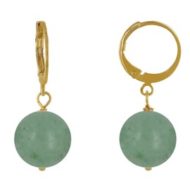 LES POULETTES BIJOUX - Gold Plated Earrings Mini Hoop and Aventurine Pearl, Aventurine
