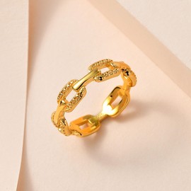 TJC White Diamond Wedding Band Ring Christmas Anniversary Birthday Gift for Ladies Wife Girlfriend Size U in Yellow Gold Plated 925 Sterling Silver April Birthstone Metal Wt. 2.9 Grams