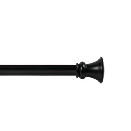 Deco Window Adjustable Curtain Rod for Windows 18 to 44 Inch (Pack of 1) Extendable Heavy Duty 1 Inch Iron Drapery Pole with Finials Wall Mounted French Door Curtain Rods (Black)