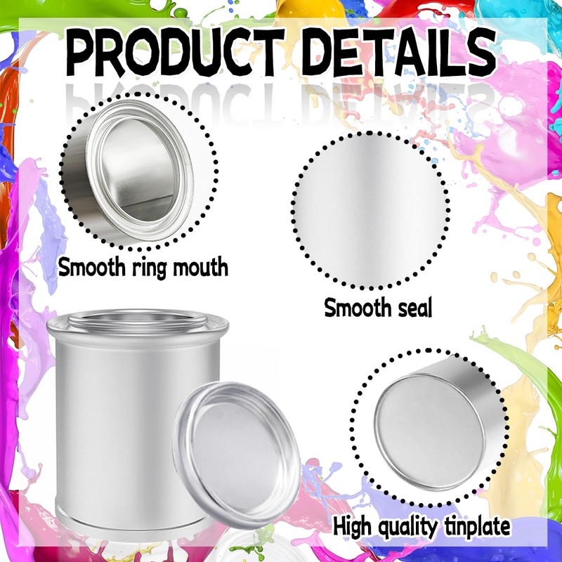 Esamploe 8 Pack Empty Metal Paint Cans with Lids(1/4 Pint