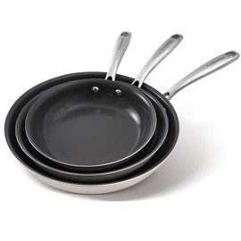 Cookware Set Nonstick Frying Pans, 8,9.5,11 inches Ceramic Non Stick Skillets, Egg Fry Pans for Cooking,PTFE,PFOA,PFAs Free,Oven&Dishwasher Safe,Ash Grey