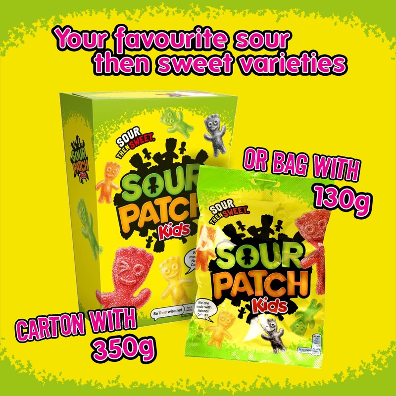 Sour Patch Kids Assortment, Fruit-Flavoured Gums with Sour Sugar Coating,