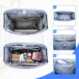 Damero Nurse Tote Bag with Insert Organiser, Nurse Tote Laptop Shoulder Bag for Work and School, Large Women Handbags for HomeCare Nurses and Healthcare, Gray