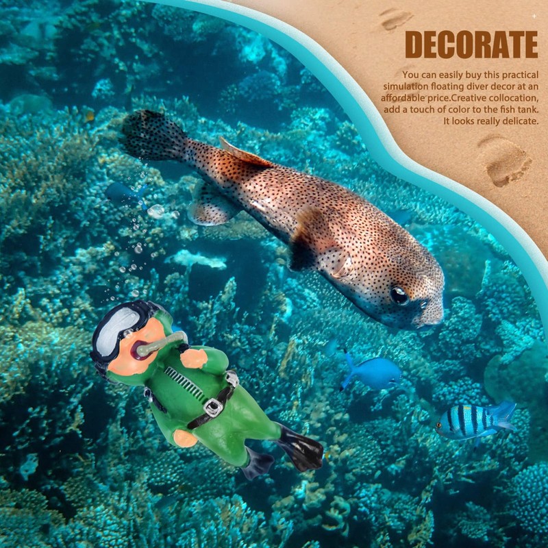 Sosoport Decorative Aquarium Set Fish Tank Diver Ornament Floating Diver