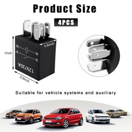 Wevdn 4 PCS 5 Pin Starter Relay, 12V 30A Multi-Purpose Car Heavy Duty Standard Relay, Universal Waterproof Automotive Replacement Accessory Power Relays, Car Accessories