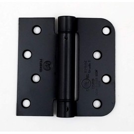 Spring Hinges 4 Inch with 5/8 Inch Square Corner, Self Closing Adjustable, Flat Black - 4 Pack for 2 Doors
