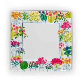 Caspari Flower Market Square Dinner Plates - 8 Paper Plates per Pack