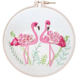 Traziewell Beginners Embroidery Kit for Adults Flamingo Easy Patterns Cross Stitch Kits Supplies Stamped for Beginners Gifts, 1224