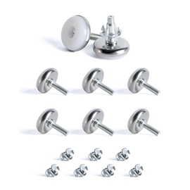 SPDYCESS Pack of 8 M6 x 28 mm Adjustable Feet Furniture Feet, Adjustable Round Levelling Feet, Height-Adjustable Levelling Feet with 8 Pieces 4-Pointed Slot Nuts, for Cupboard, Desk, Bed, Legs