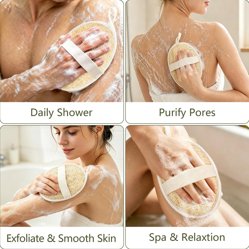 Egyptian Natural Loofah Sponge for Body Back Face Scrub, 100%