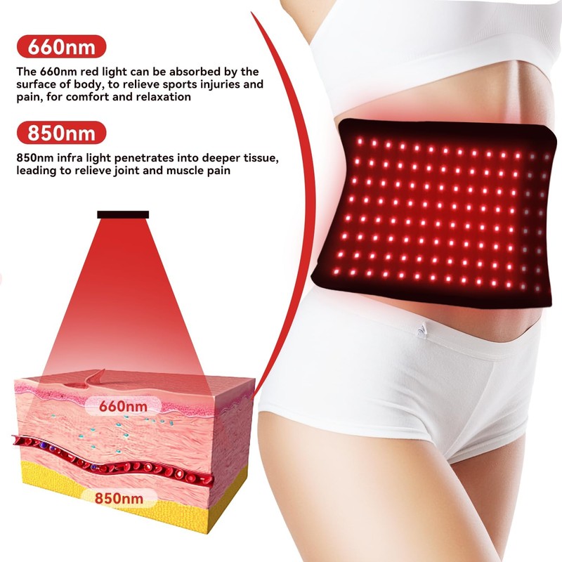 Cinturón de luz roja con 5 niveles de vibración, 120
