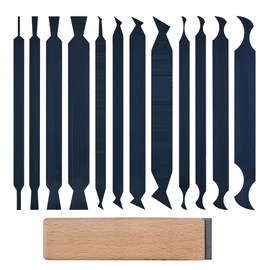 HERMIT TOOLS New Cabinet Scraper Cards asnd Cabinet Scraper Burnisher with 12 Piece Multi-Shaped Scraper Set Suitable for Various Small space and Small-Sized Tasks(HTCSCS13)