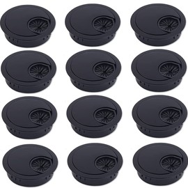 Bestgle Wire Hole Cap 60mm Cable Hole Cover Round Rustic Wiring Concealment Wiring Cover for PC Desk 12pcs Black