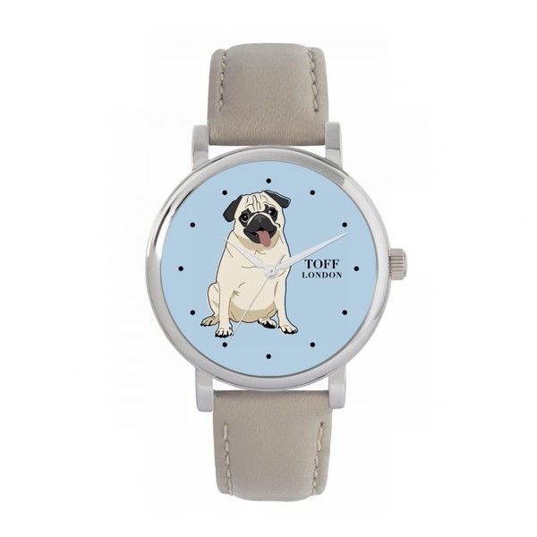 Toff London Beige Pug Dog Watch Women's 38 mm Case