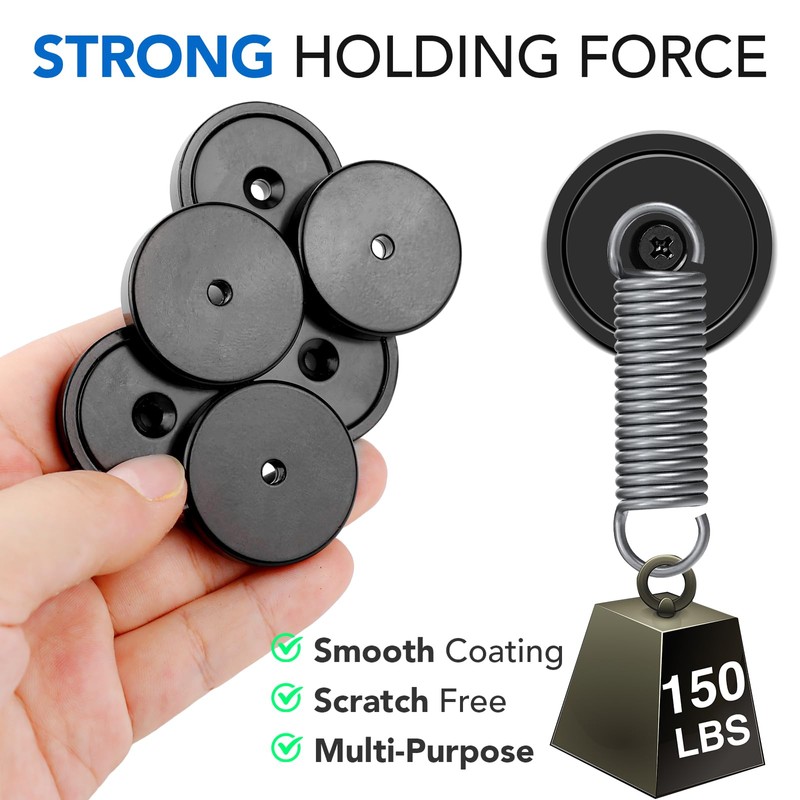 MIKEDE Heavy Duty Magnets with Hole, 150LB Strong Magnets, Black
