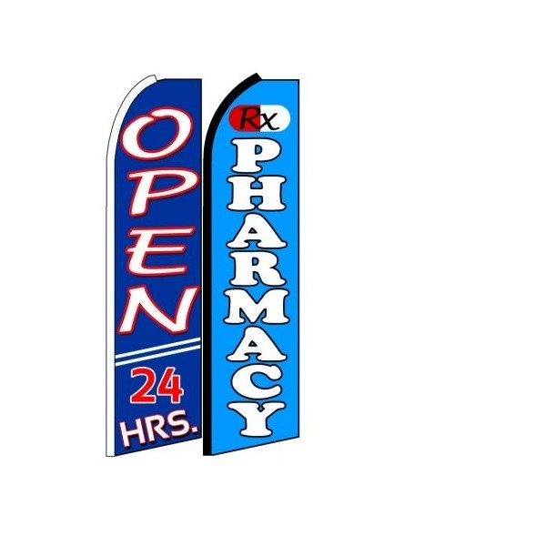 OnPoint Wares Open 24hrs Pharmacy King Flag 2 Pack (Hardware