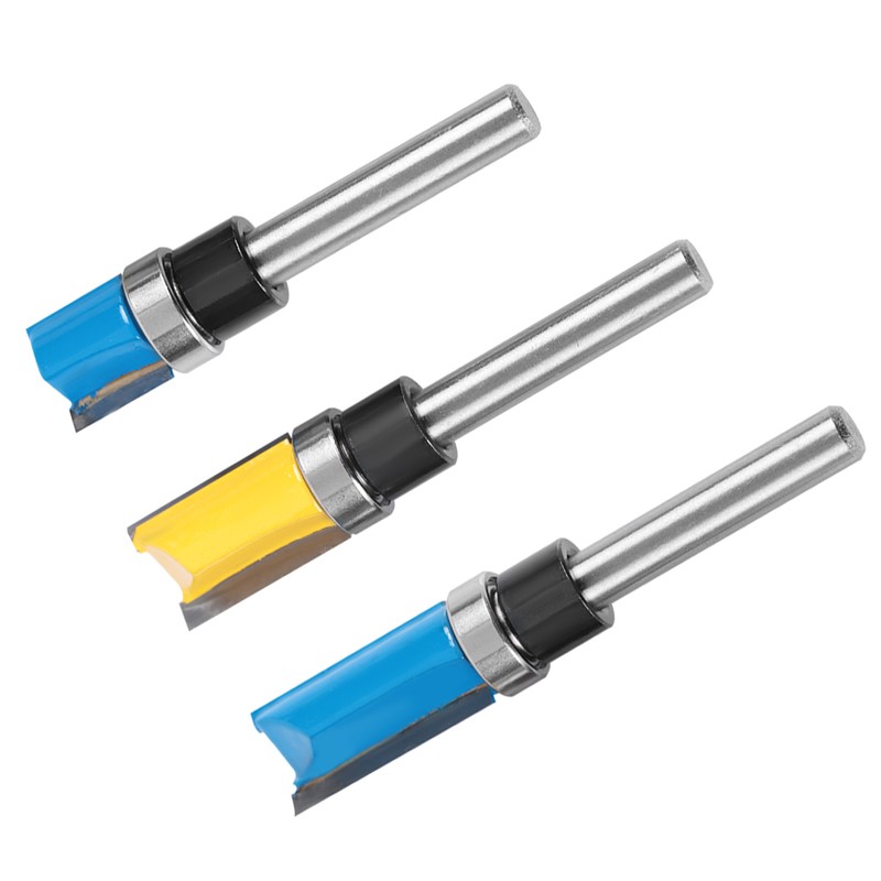 3pcs Woodworking Cutter Milling 1/4" Shank Edge Trimming Slotting Router