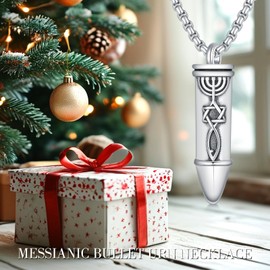 SIMONLY Bullet Cremation Urn Necklace for Ashes 925 Sterling Silver Messianic Ashes Pendant Necklace Jewish Memorial Keepsake Jewelry Gifts for Women Men