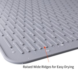 Kinlink Silicone Dish Drying Mats 2 Pack - 18x16 Large Dishwasher Safety Counter Pad for Faster Drying, Kitchen Dish / Dish Draining / Sink Mat, Heat Resistant Trivet, Grey