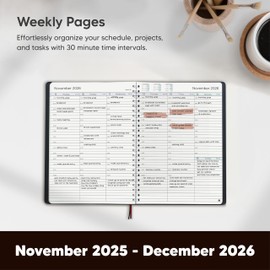 2026 Planner Weekly and Monthly – Hourly Appointment Book 2026 – Softcover, Twin-Wire Binding – Teacher Planner, Simple Design for Productivity - 6.5 x 8.5