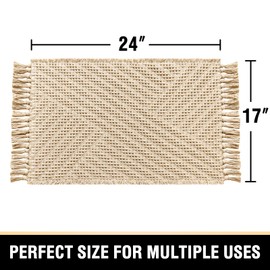 H.VERSAILTEX Waffle Bath Mat Super Absorbent Boho Bath Mat Non Slip Bath Rugs for Bathroom Floor Machine Washable Dry Fast Bathroom Rugs with Tassels, 17" x 24", Sand