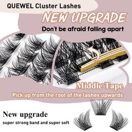 QUEWEL Individual Lashes DIY Cluster Lashes - Soft & Light Segmented Eyelashes For Makeup Home Use(Honey01-D-8mm)