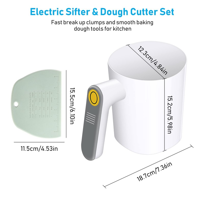 Electric Flour Sifter, Battery Operated Flour Sieve, Handheld Cooking Tool