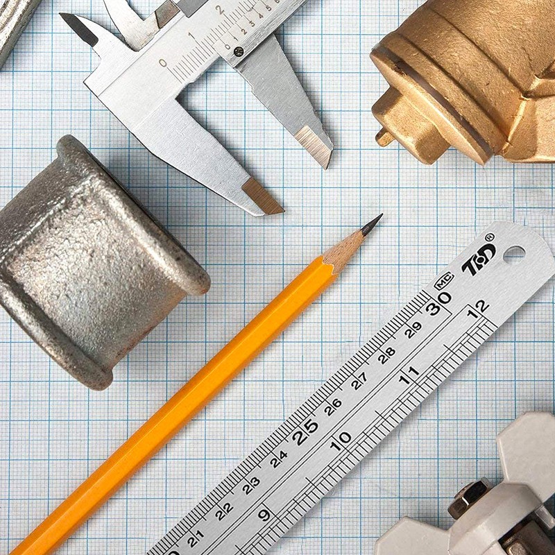 KEWAYO Metal Ruler Set, Machinist Ruler Kit，Straight Edge Measuring Tool,