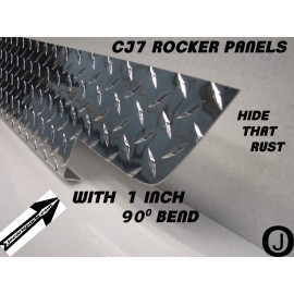 J & O Carts Parts Fits Jeep CJ7 Aluminum Diamond plate Rocker Panels 6" wide with 1 inch Bend