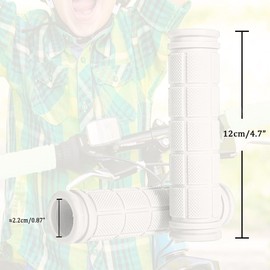 Bicycle Grips for Children, Non-Slip Soft Rubber Ergonomic Bicycle Grips Handlebar Grips for MTB Mountain Bike Bicycle (White x 1 Pair)