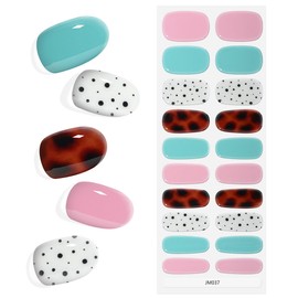 KING HORSE Semi Cured Gel Nail Strips 20pcs Nail Stickers Salon Quality Gel Nail Wraps Long Lasting Semicured Gel Strips Nails Sticker for Women (Enthusiasm M037)