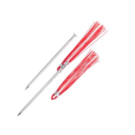 Trail Chasers Heavy Duty Ground Markers Red 6 Inch Whiskers with Steel Stakes (Pack of 25)