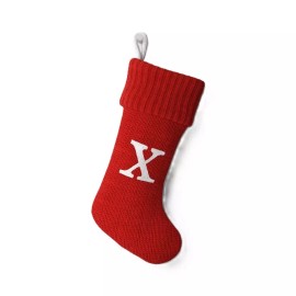 Wondershop Letter X White Monogram Full Size Red Knit Christmas Stocking